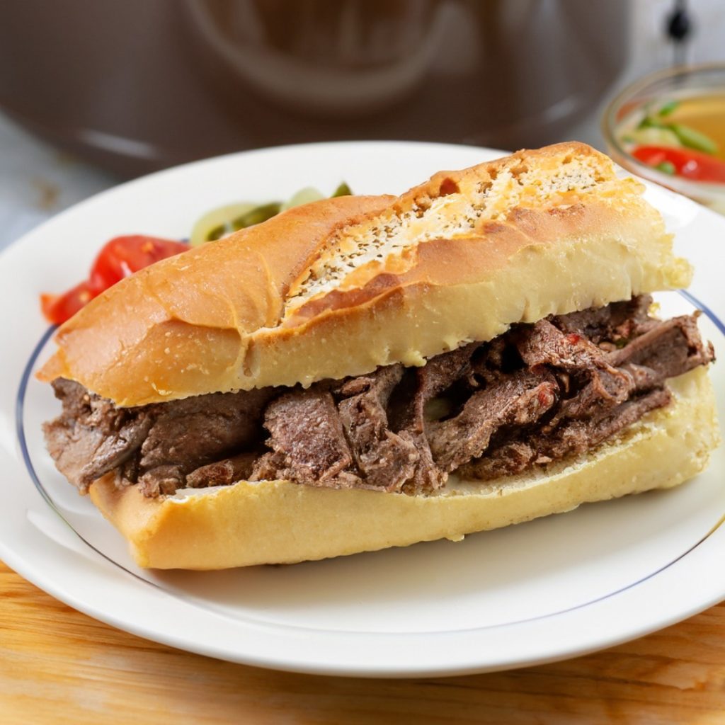 Slow Cooker Italian Beef Sandwich (Chicago Style)